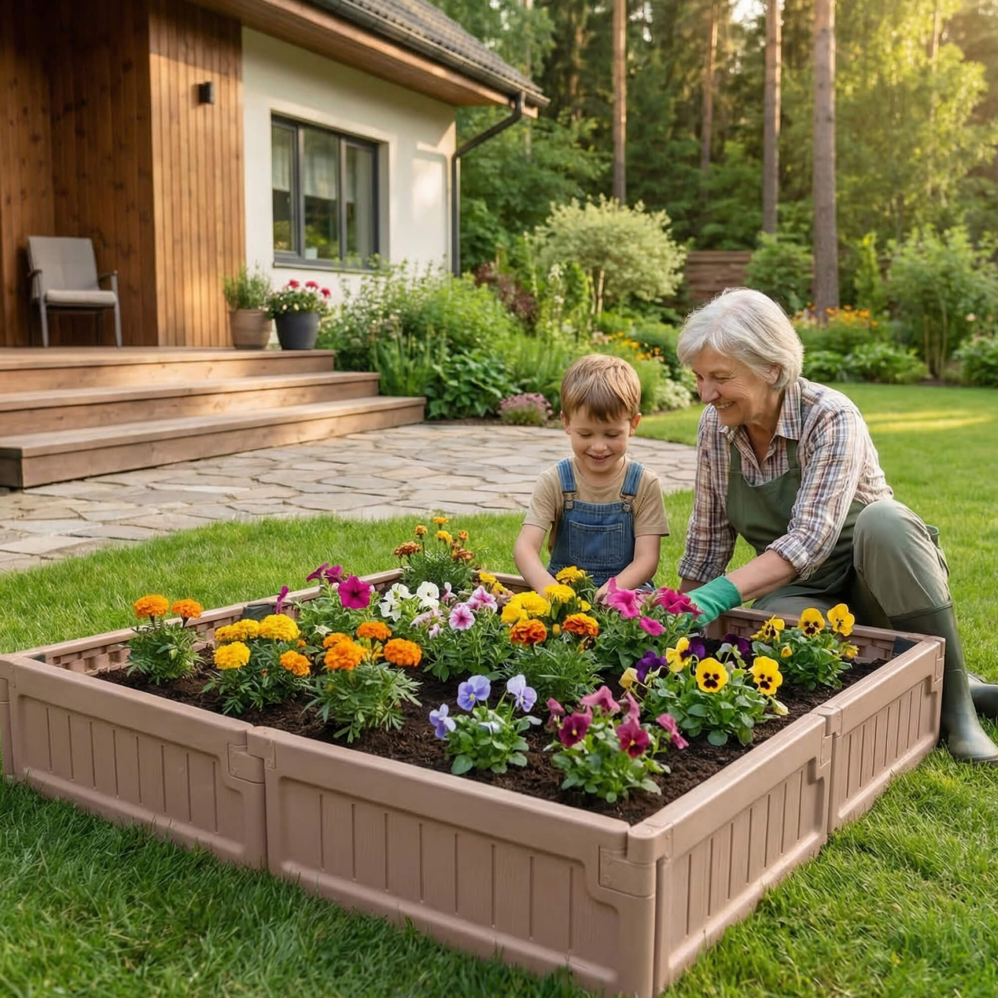 Песочница детская UNIX Kids квадратная 123х123 см пластиковая - фото 12