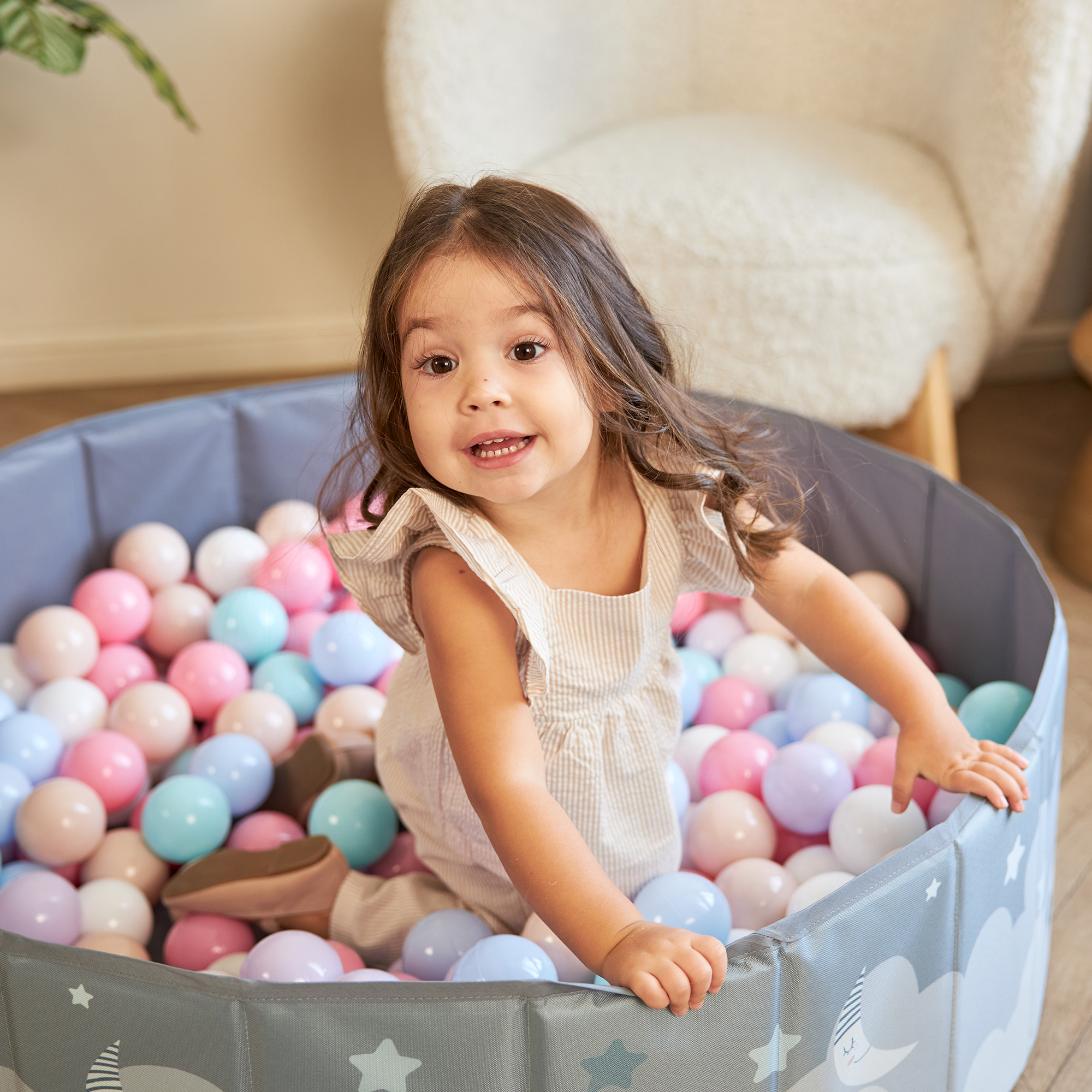 Сухой бассейн для шариков UNIX Kids Moon 100 grey без шариков - фото 7
