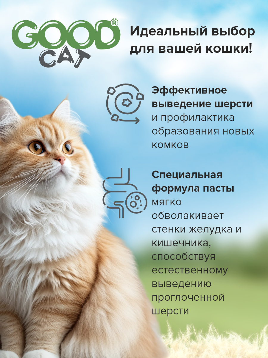 Паста для выведения шерсти у кошек GOODR Cat со вкусом говядины 75мл - фото 3