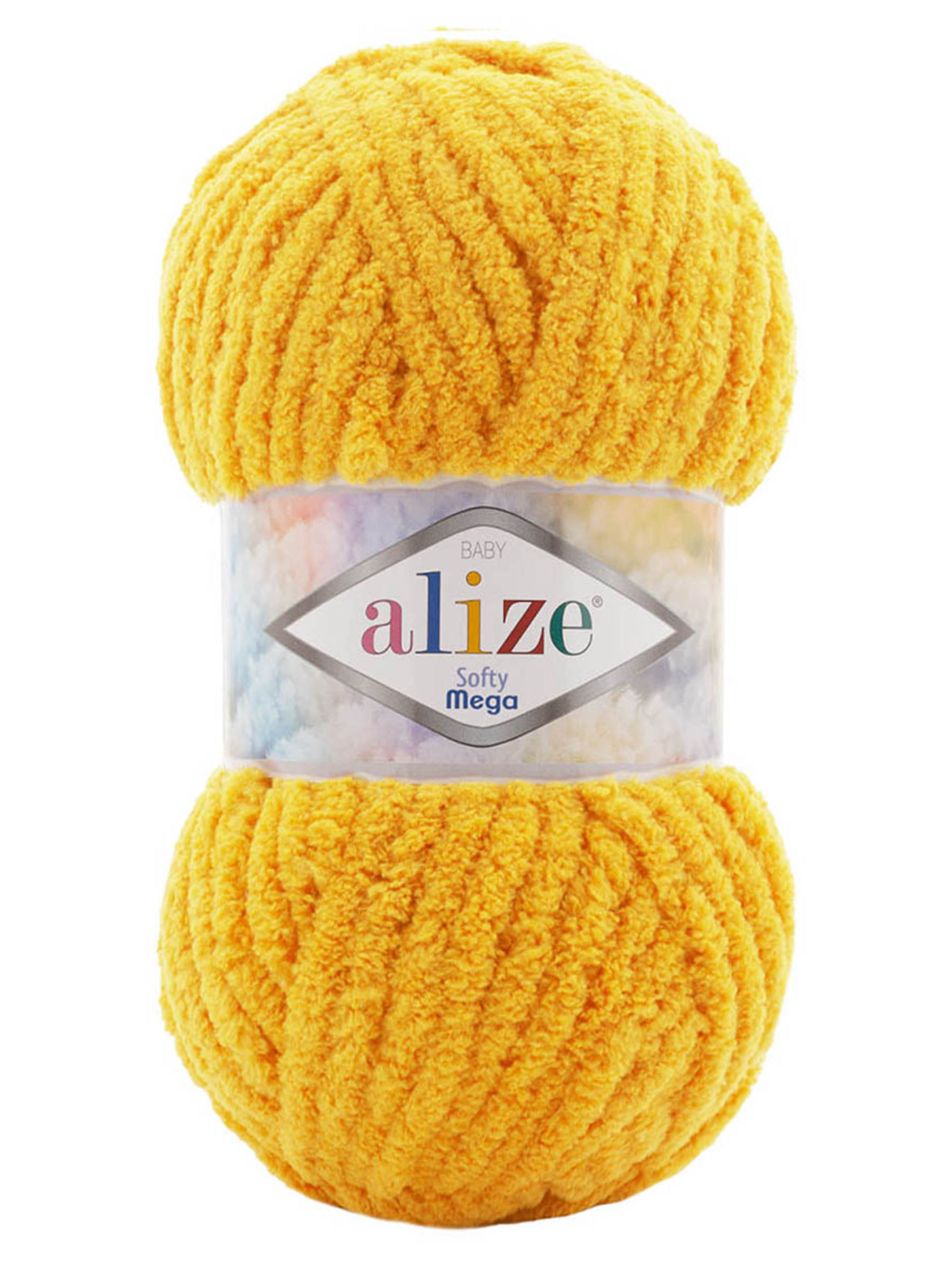 Пряжа для вязания Alize softy mega 100 гр 70 м микрополиэстер мягкая 216 мимоза 5 мотков - фото 4