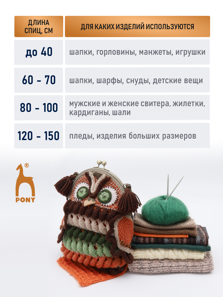 Спицы для вязания Pony круговые 2,5 мм 28 см - фото 5