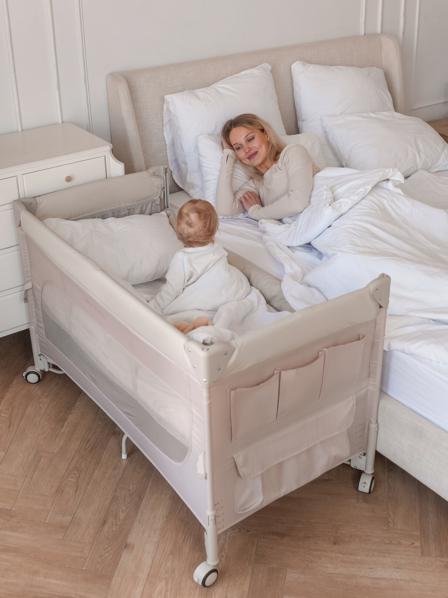 Манеж кровать Amarobaby OASIS серый АВ25-26OS/11 - фото 19