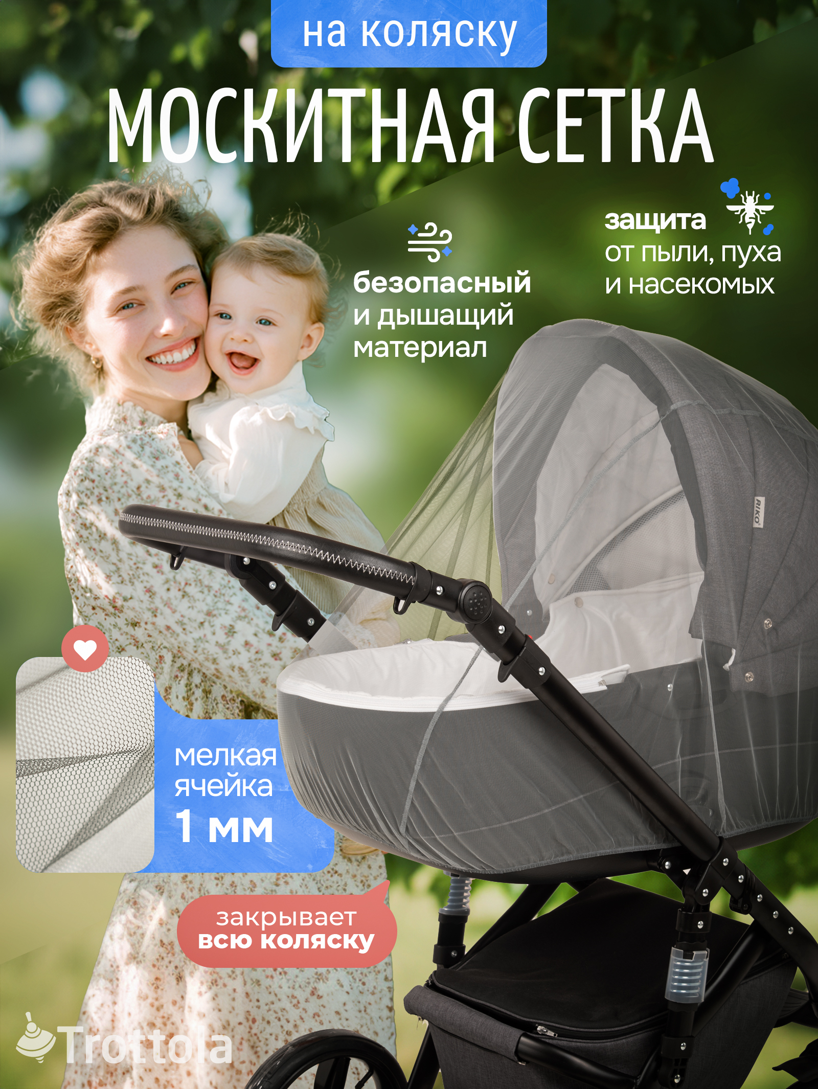 Сетка от насекомых Trottola Т150/серая - фото 1