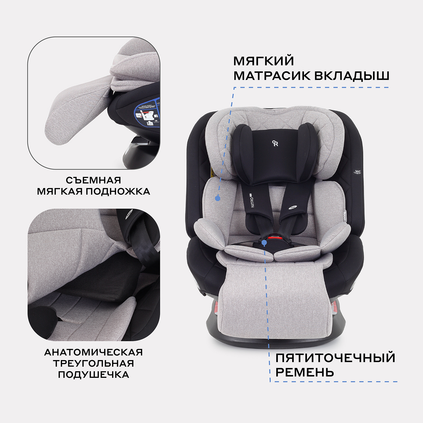 Автокресло Rant Nitro Plus isofix Isofix 0+/1/2/3 (0-36 кг) бежевый - фото 8