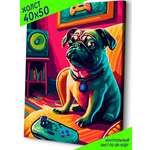 Картина по номерам Это просто шедевр Мопс геймер в ассортименте