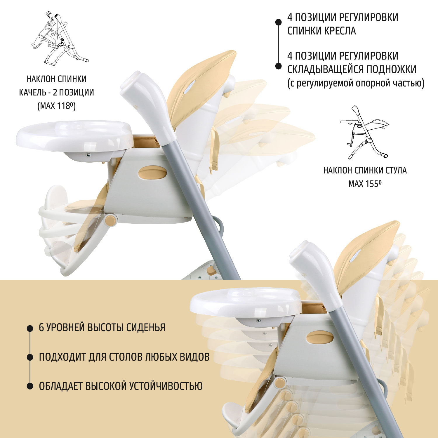 Стульчик для кормления Nuovita Unico Leggero трансформер - фото 5