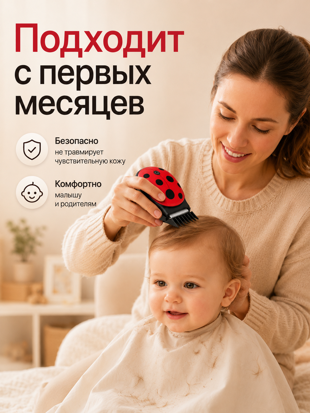 Машинка для стрижки волос детская ADUMI Божья коровка - фото 8