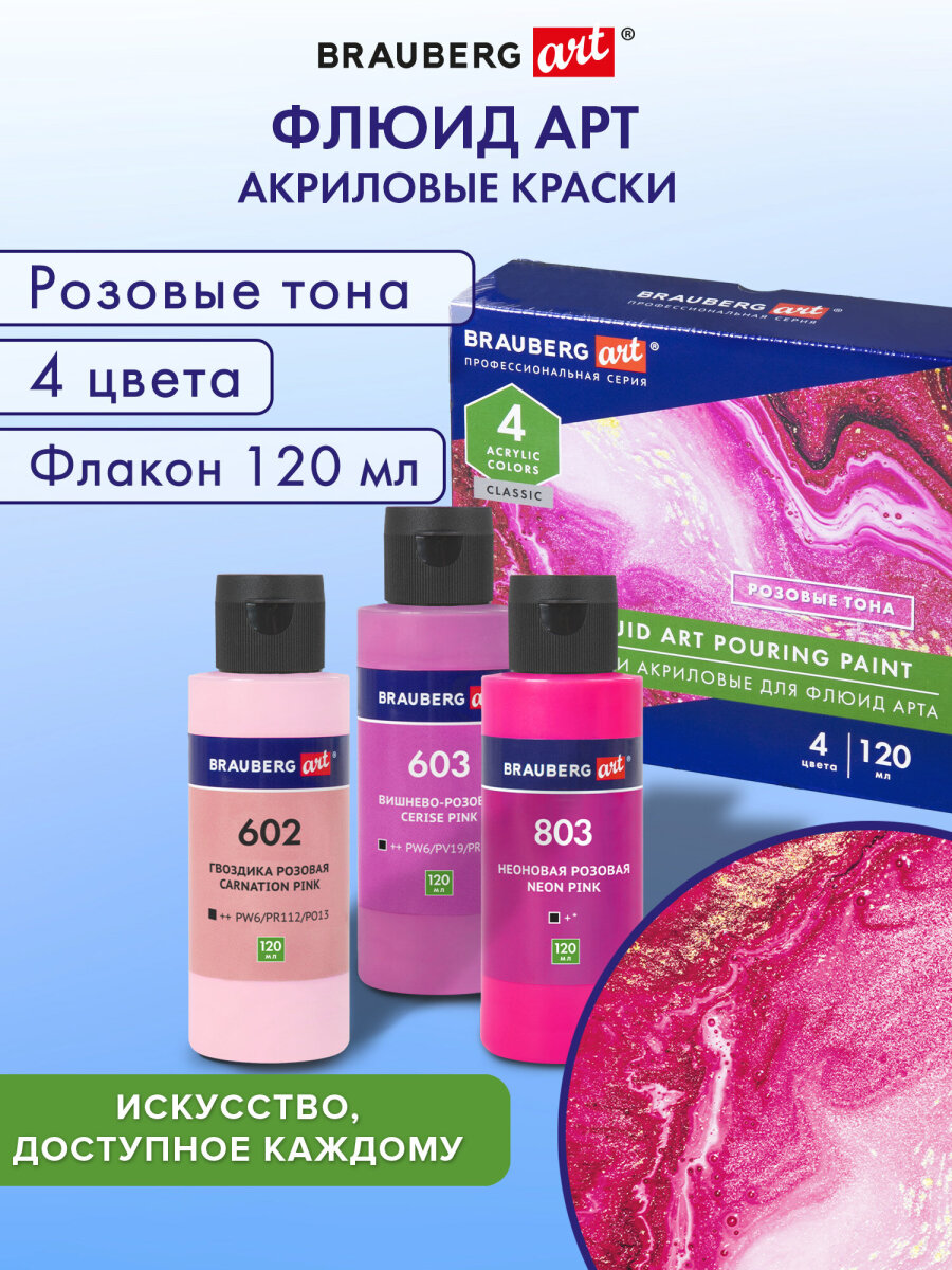 Краски акриловые Brauberg 4 цв. - фото 1