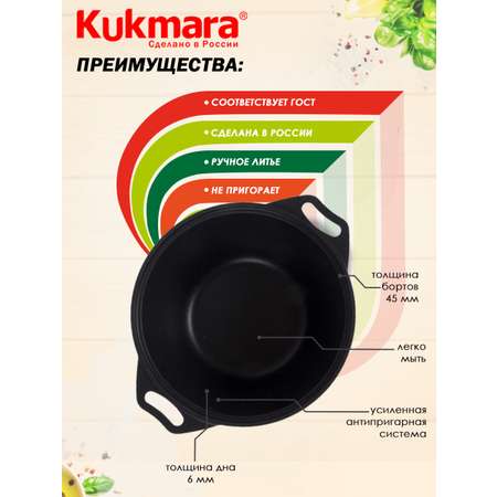 Кастрюля Kukmara антипригарное покрытие литая 4.0л стеклянная крышка к41а