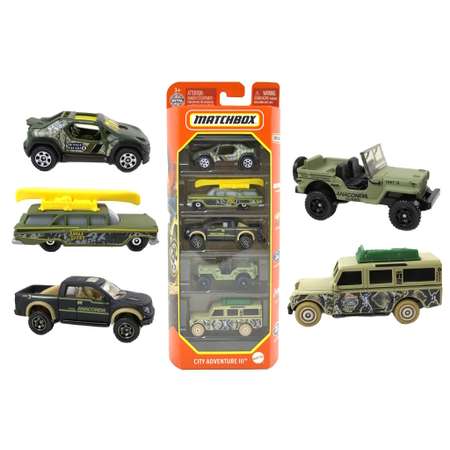 Игровой набор Matchbox City Adventure III 5шт 1:64 зеленый