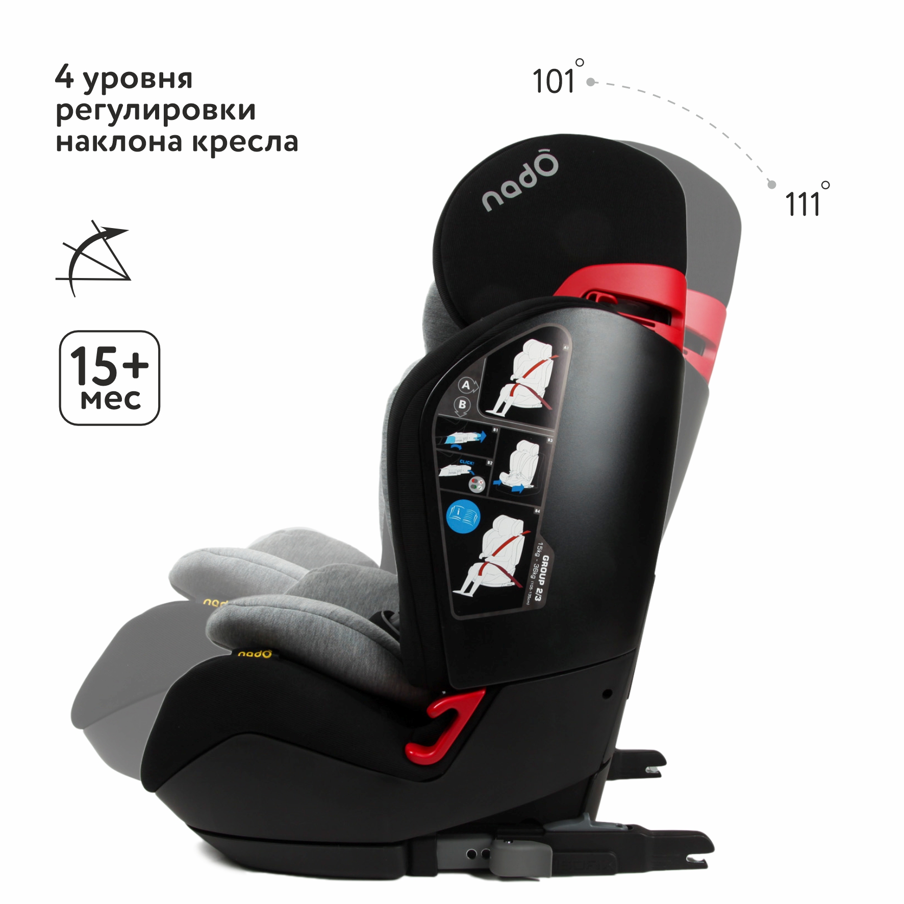 Автокресло nado Black currant Isofix 1/2/3 (9-36 кг) - фото 2