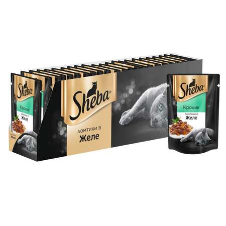 Корм влажный для кошек Sheba 85г Ломтики в желе кролик
