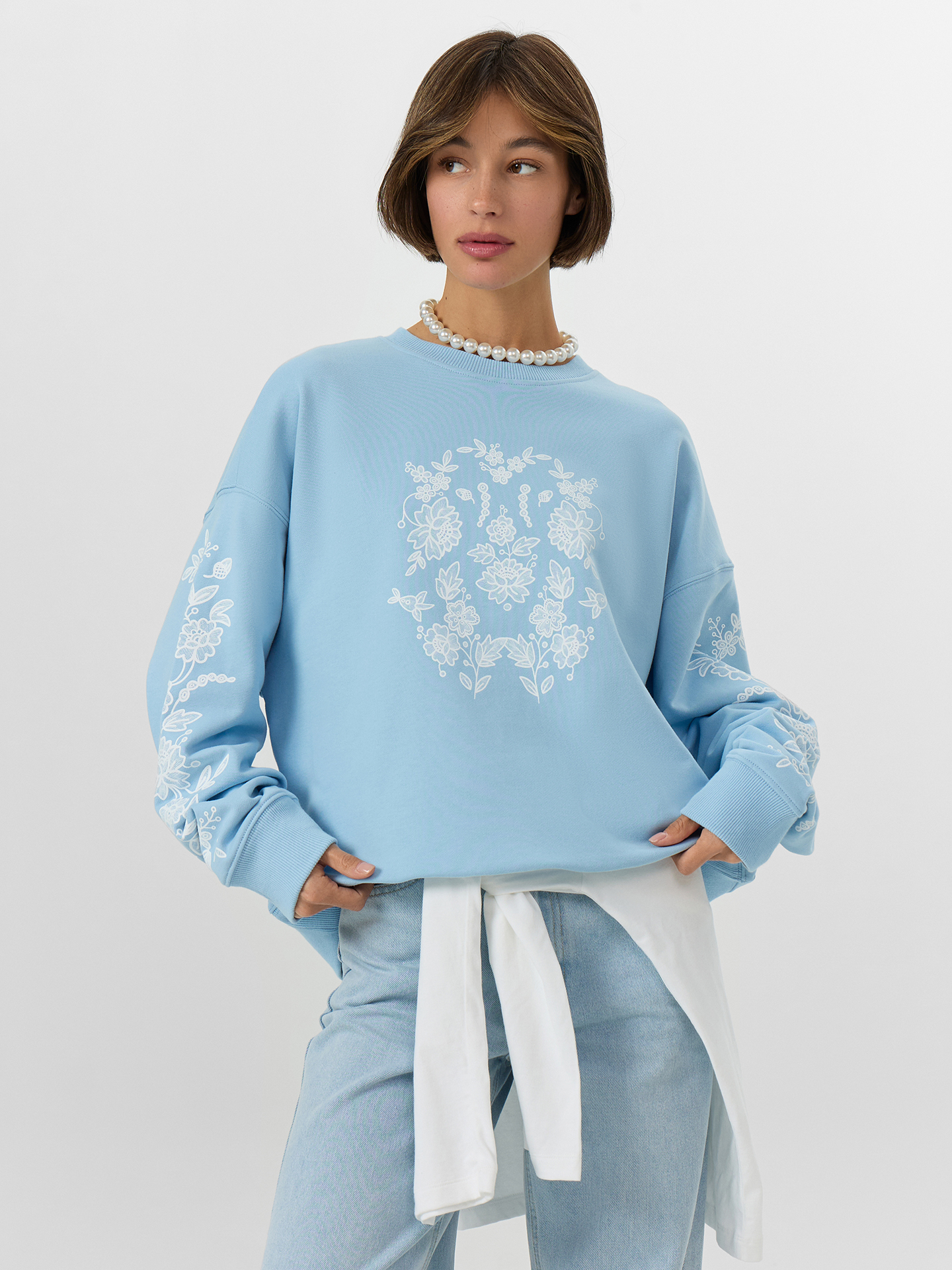 Свитшот Mark Formelle (Марк Формэль) 122813/1/св.голубой +печать - фото 5