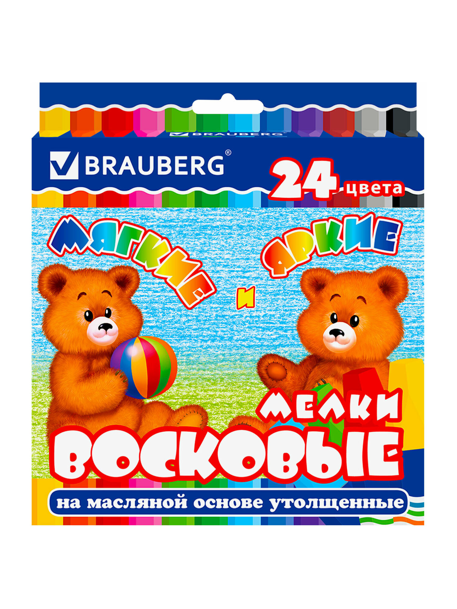 Восковые мелки Brauberg 24 шт. - фото 8