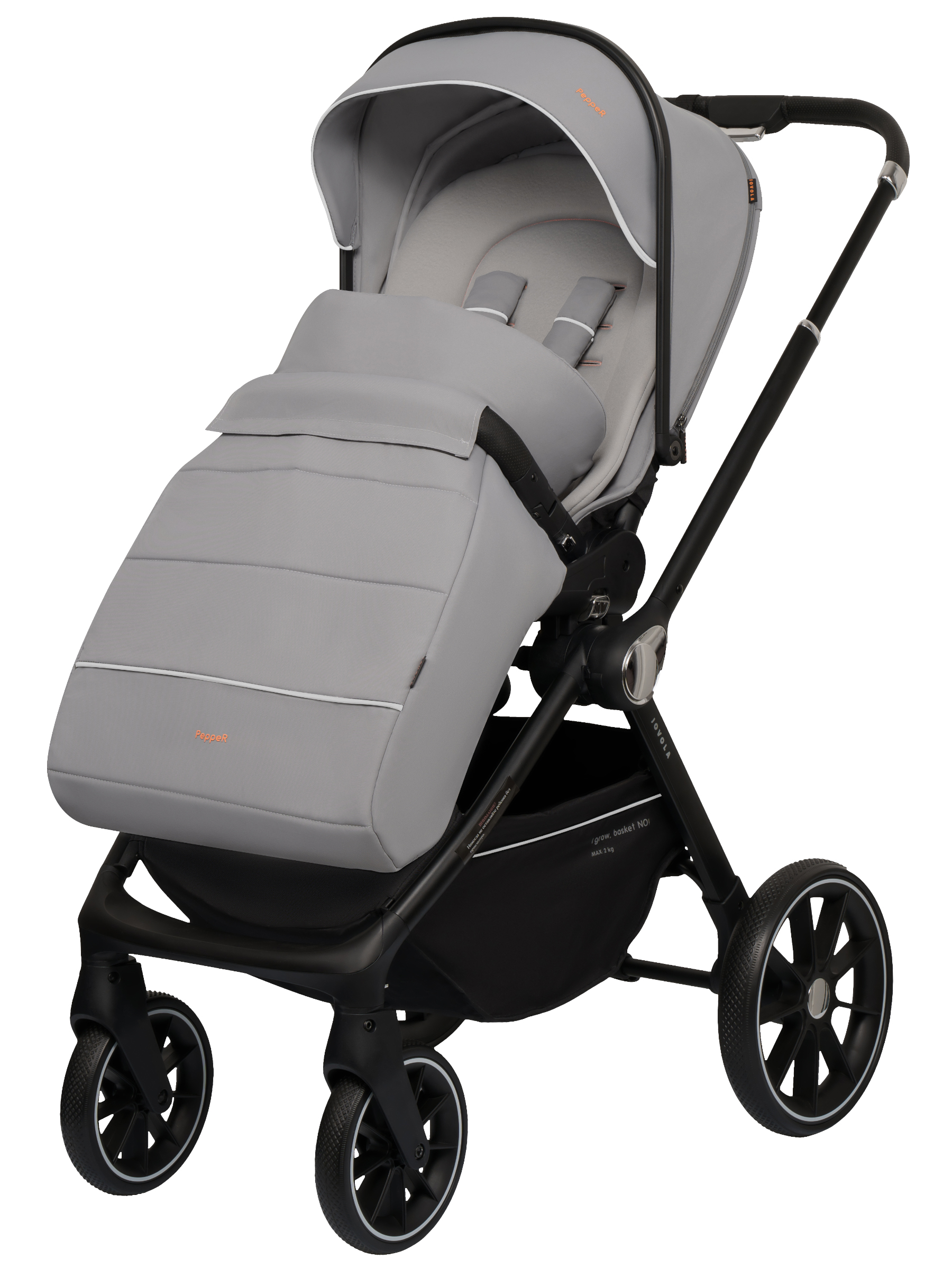 Коляска прогулочная JOVOLA Pepper всесезонная серебряный - фото 11