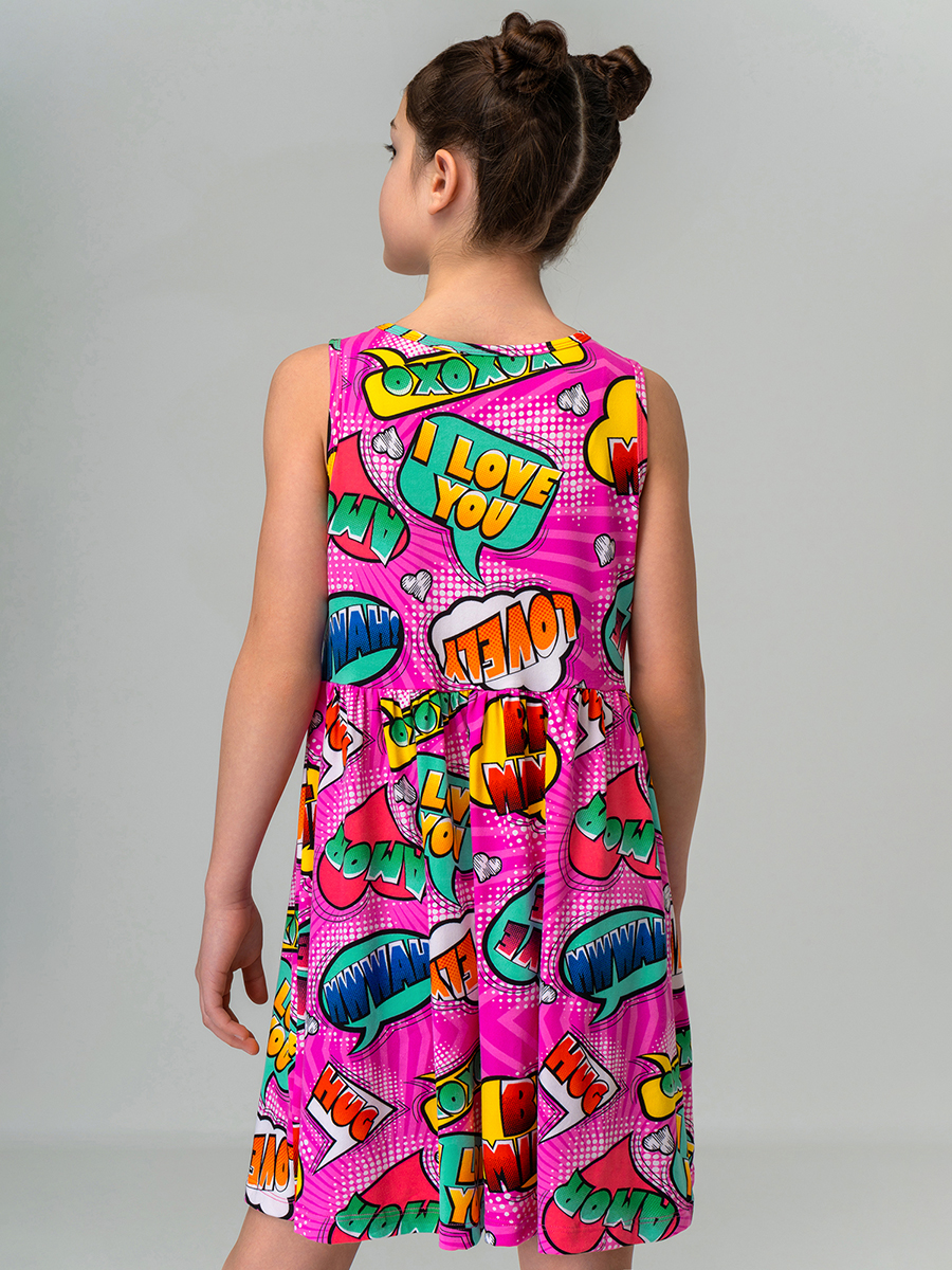 Платье HappyFox HF00199фуксия.с.надписями - фото 3