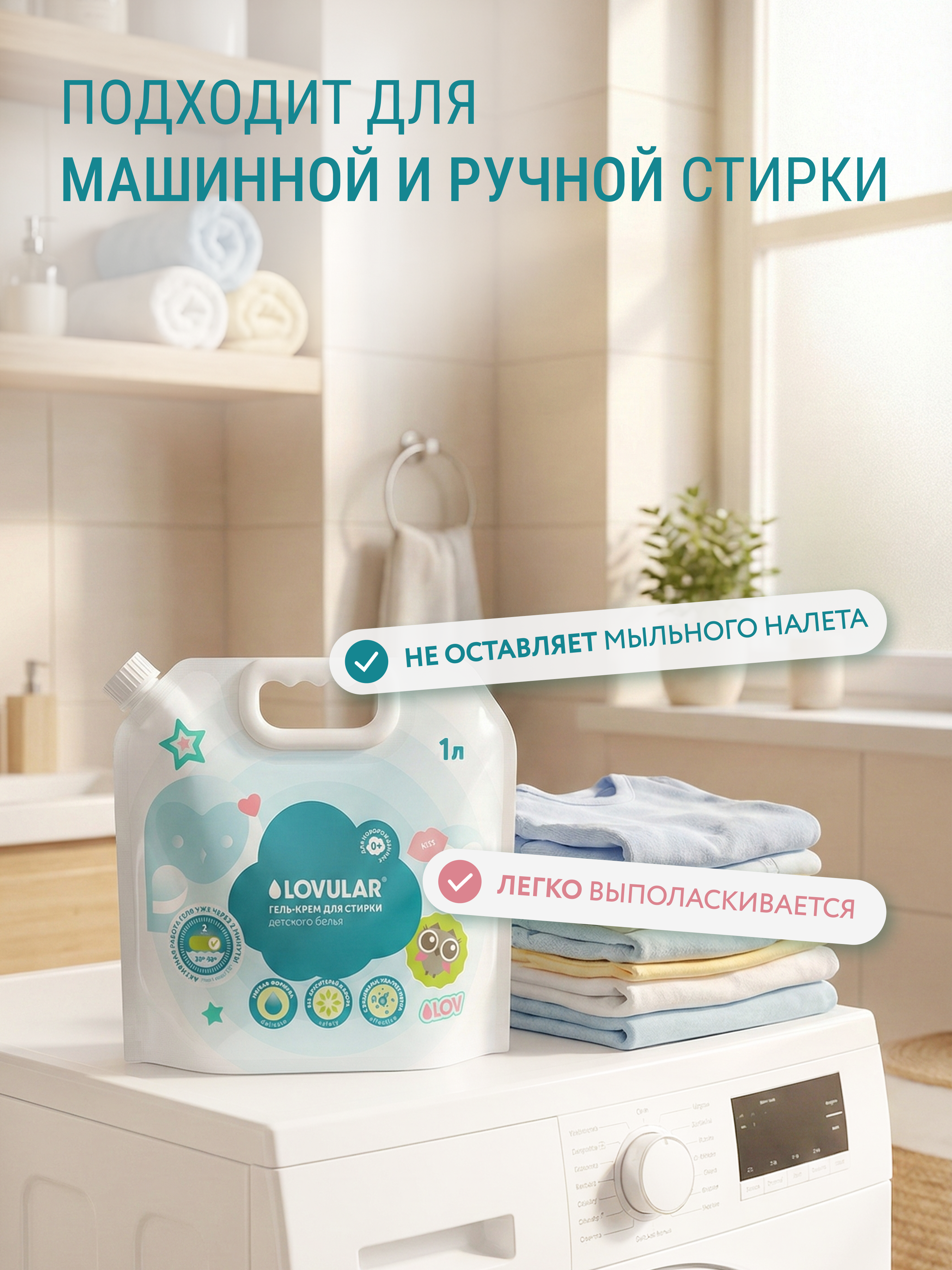 Гель для стирки LOVULAR Sweet Kiss 1л х3шт - фото 4