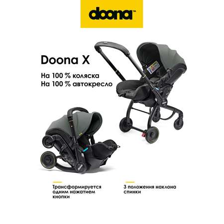 Автокресло Doona Doona X, цвет: Slate Green Isofix 0 (0 -13 кг) серый