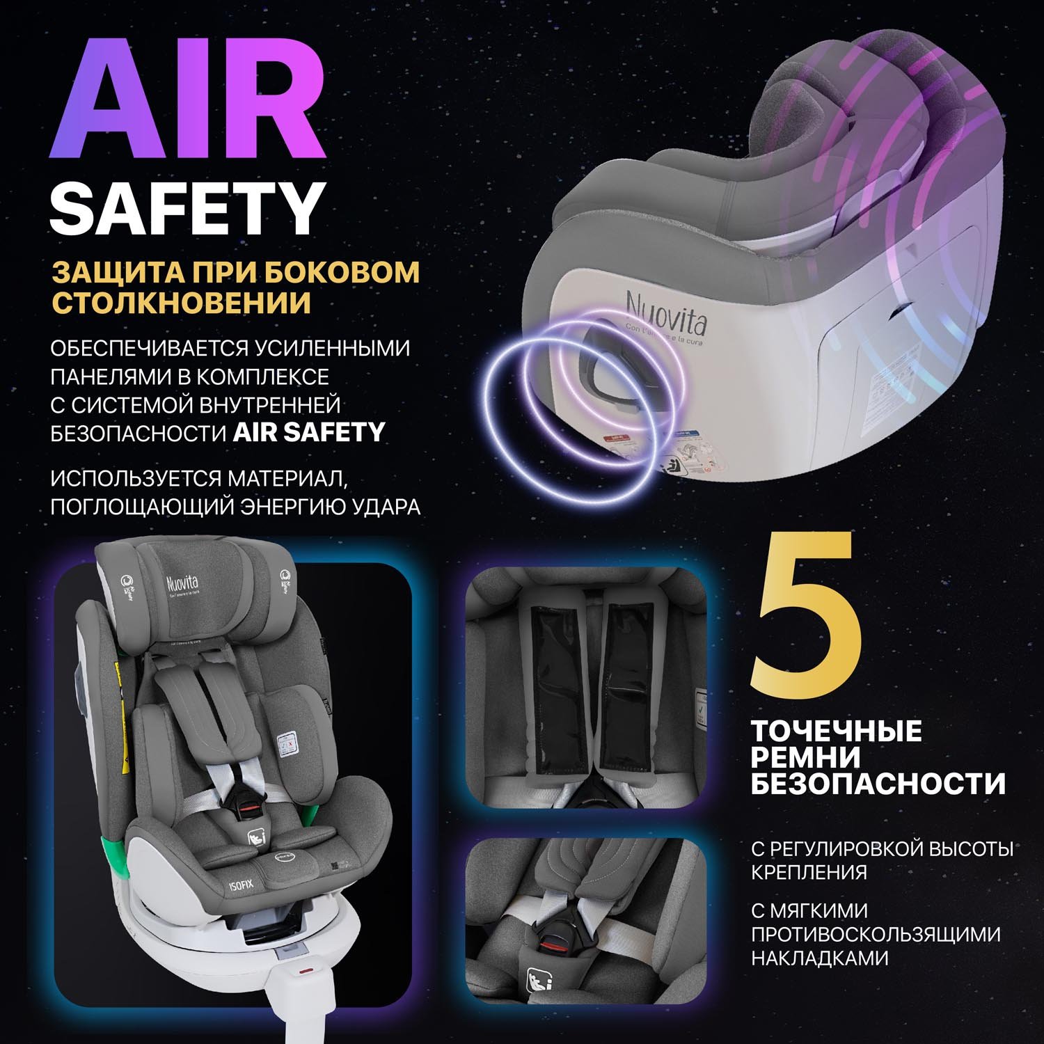 Автокресло Nuovita Maczione NiS1-1 Isofix 0+/1 (0-18 кг) серый - фото 8