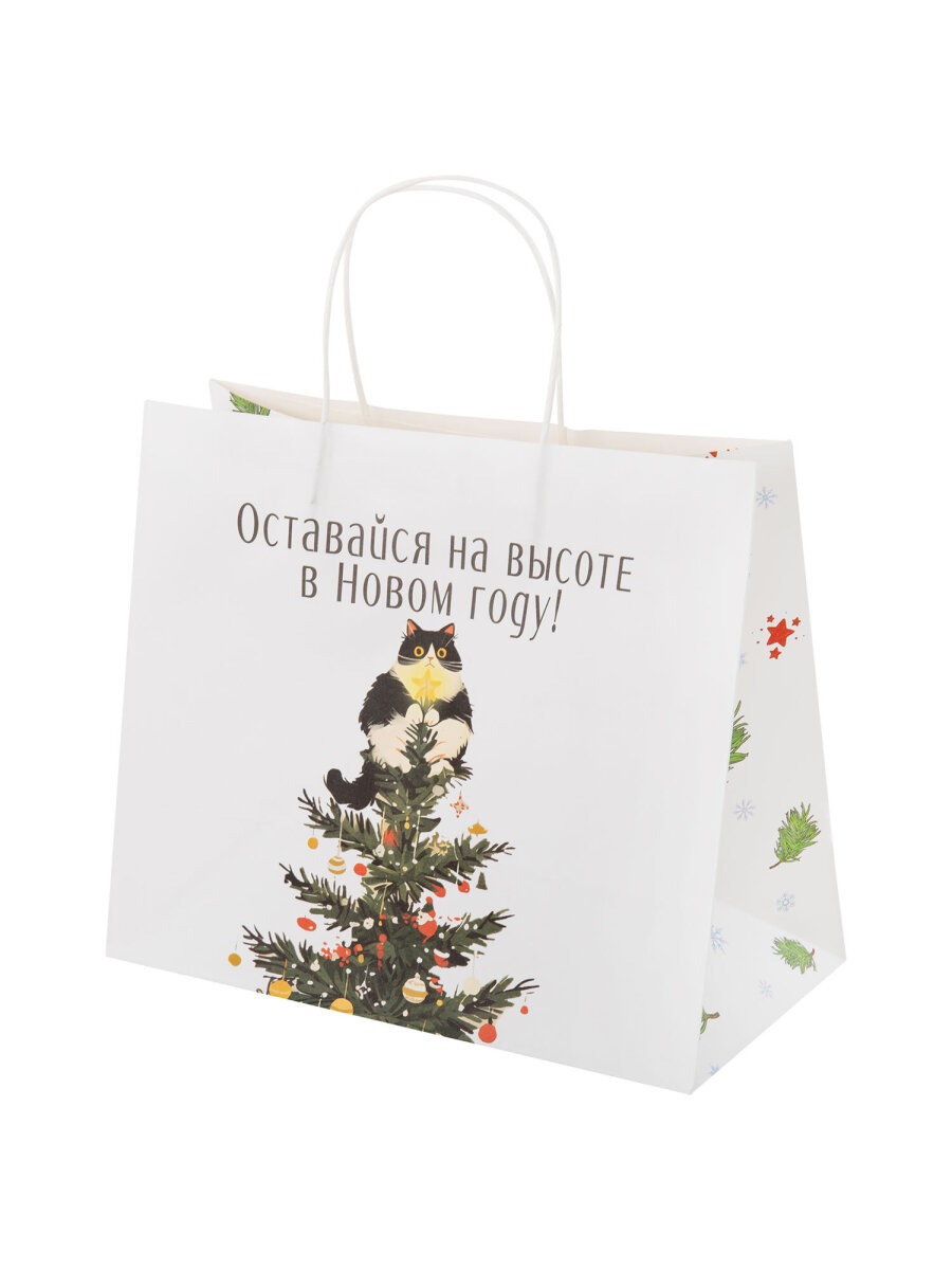 Пакет подарочный новогодний Золотая сказка пакетики для подарков и сладостей набор 4 штуки крафт - фото 10