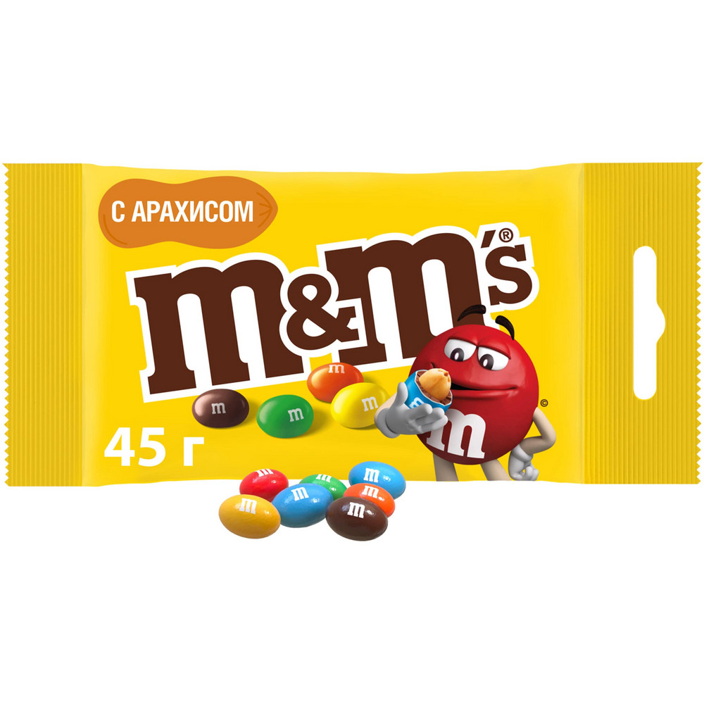 Изображение товара Конфеты драже M&Ms с арахисом и молочным шоколадом 45г