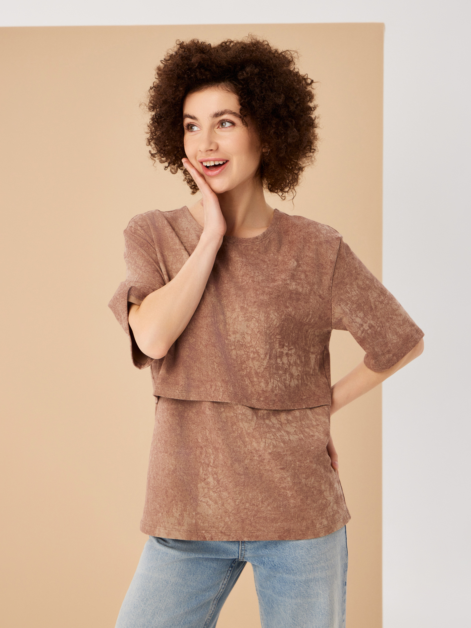 Футболка для кормящих Proud Mom ФВАР-0300-бежевый - фото 8