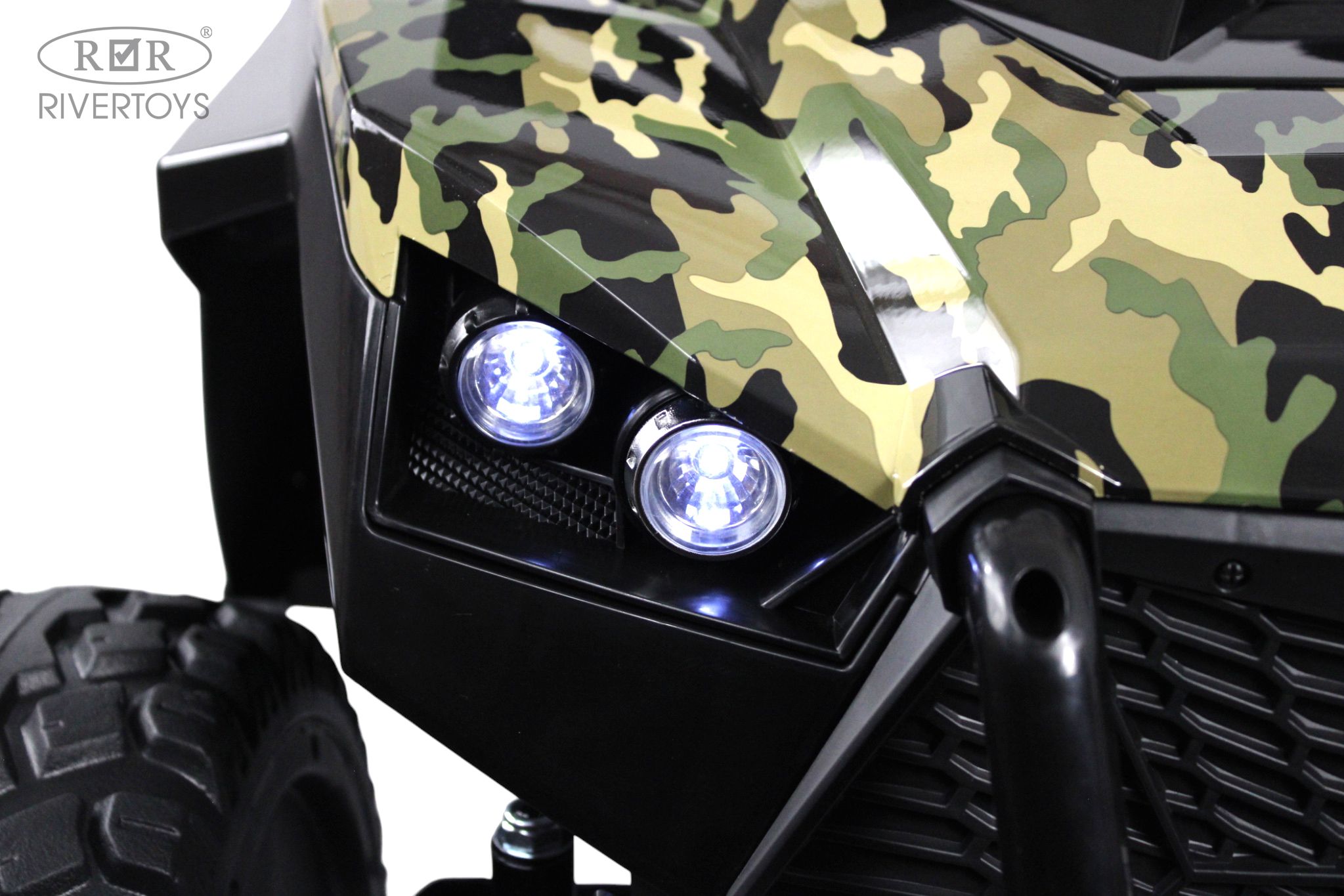 Электромобиль RIVERTOYS A707AA-LUX-NEW-GREEN-CAMOUF С пультом ДУ - фото 5