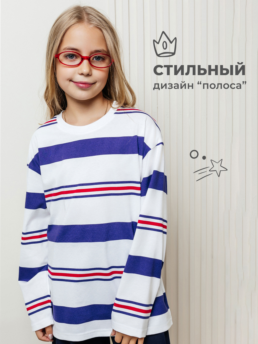 Лонгслив Селтекс Ю_ДК62 молоко/синий-красный полоса - фото 9