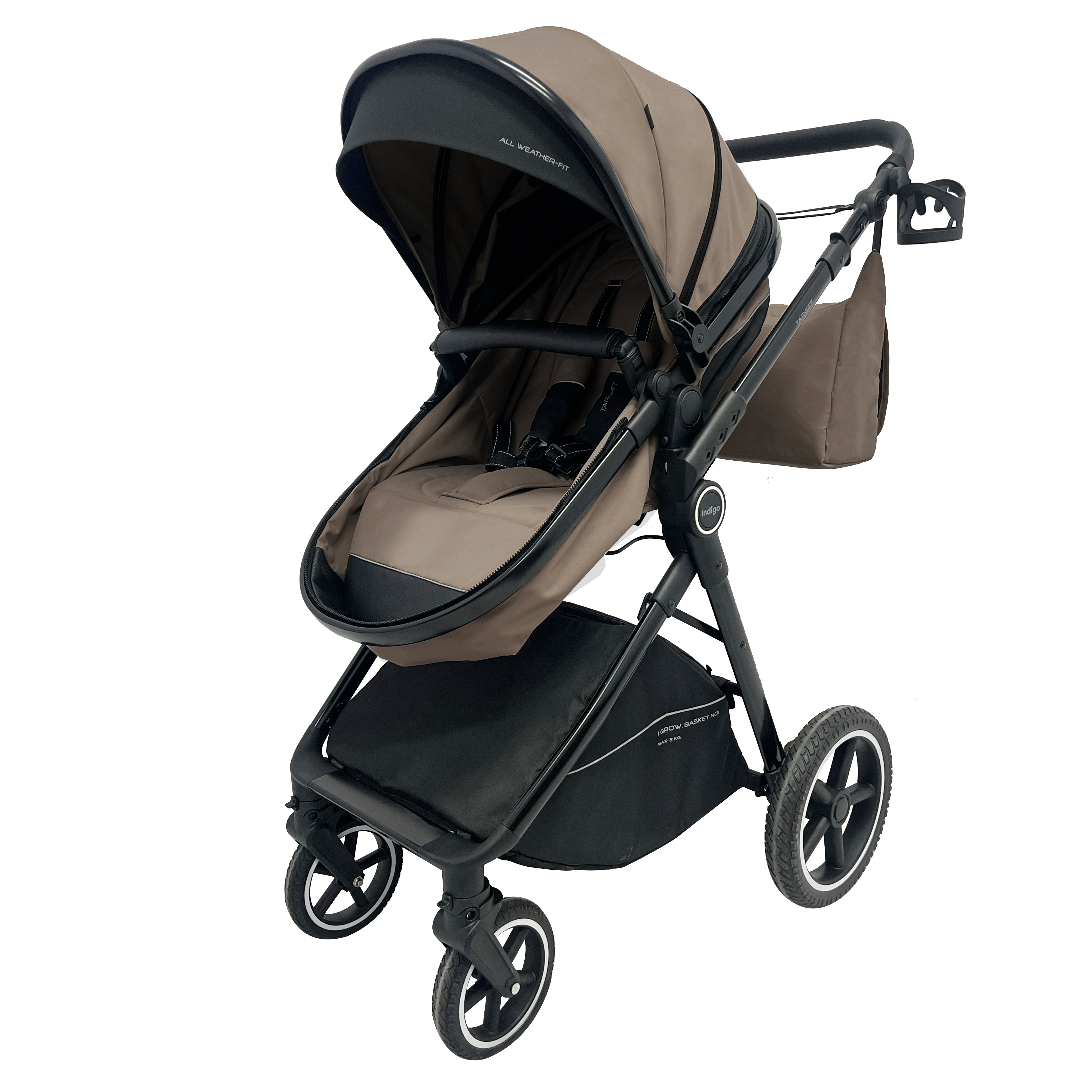 Коляска трансформер Indigo TARGET 3в1 темно-бежевый - фото 6