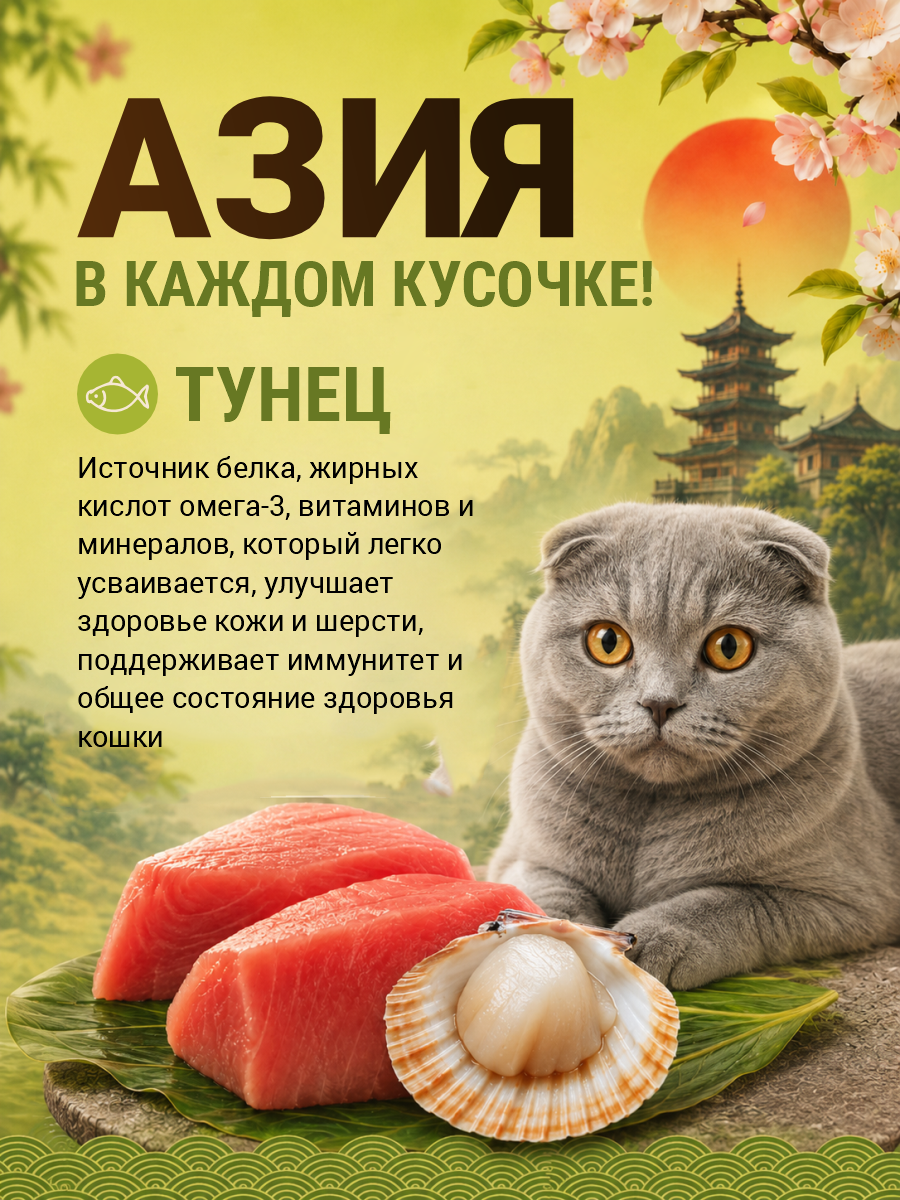 Корм для кошек влажный Prime ASIA Тунец с морским гребешком в желе жб 85г 12 шт. - фото 3