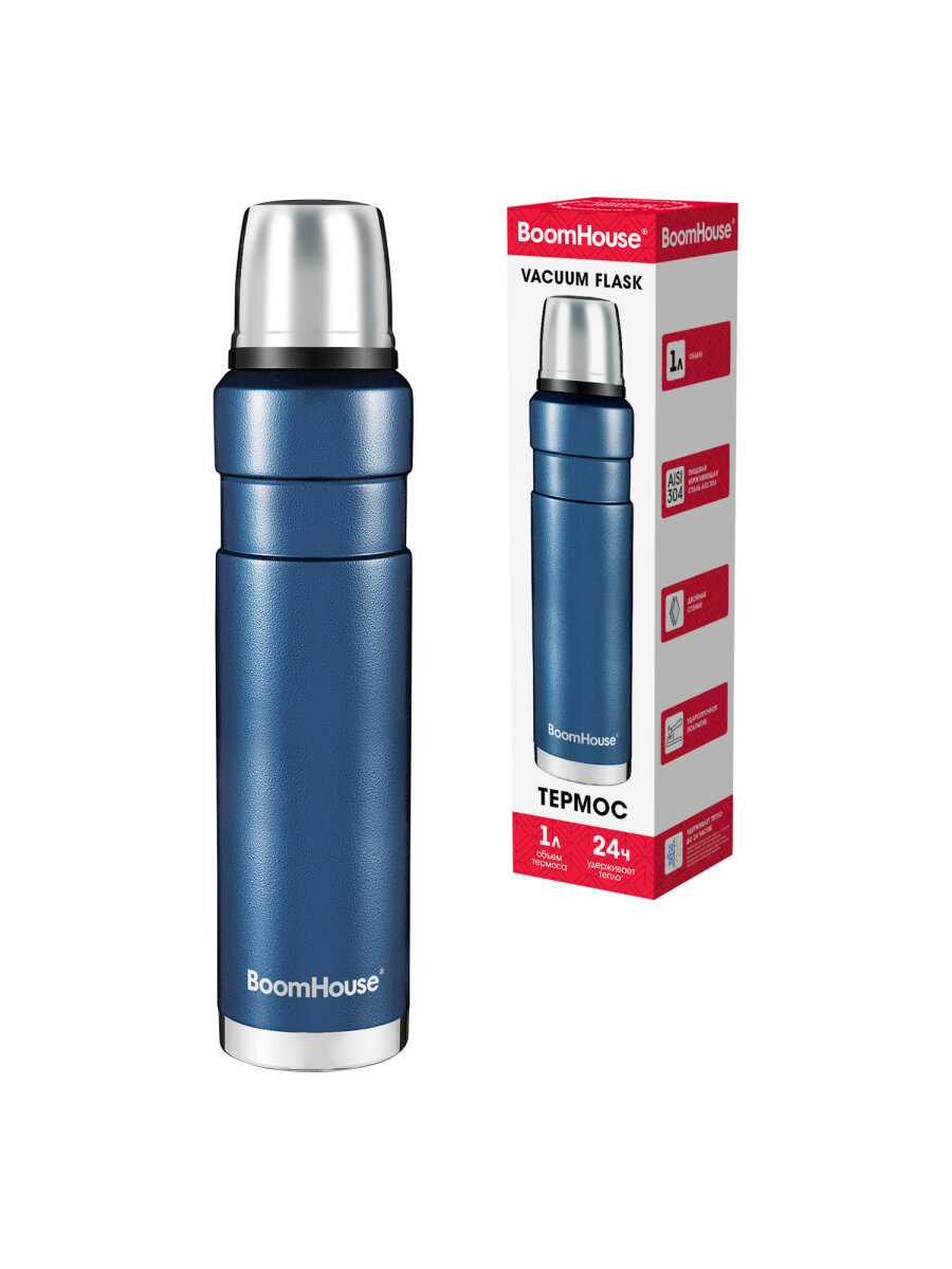 Термос BoomHouse для чая и кофе 1 литр из нержавеющей стали походный - фото 3