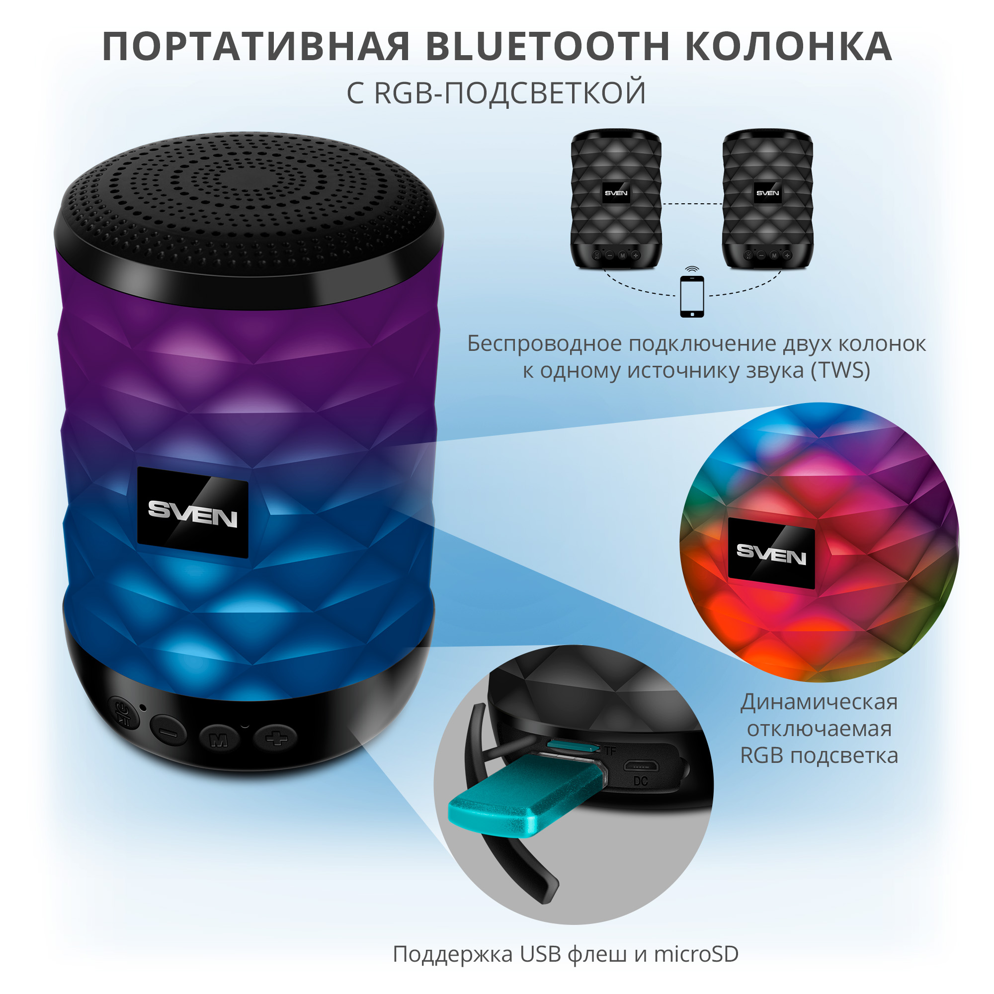 Колонка bluetooth SVEN PS-55 - фото 2