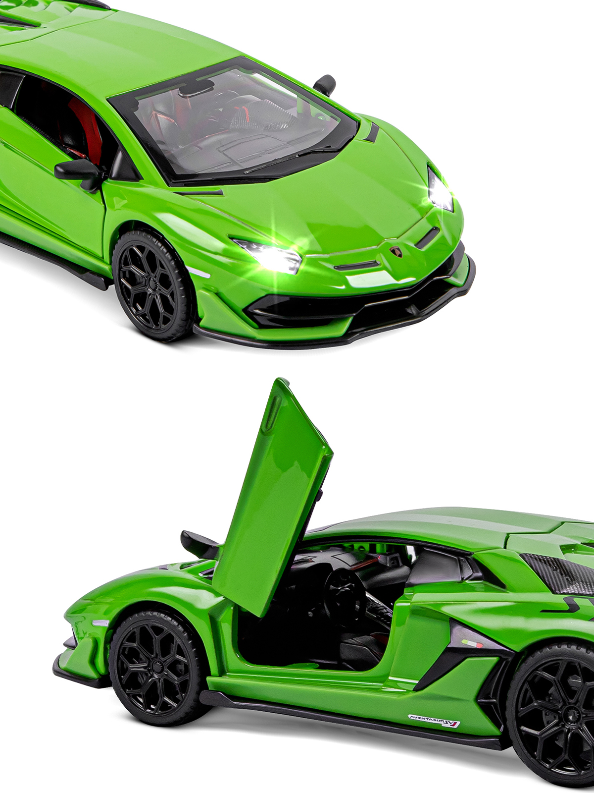 Автомобиль АВТОпанорама Lamborghini Aventador SVJ 1:32 зеленый JB1251408 - фото 10