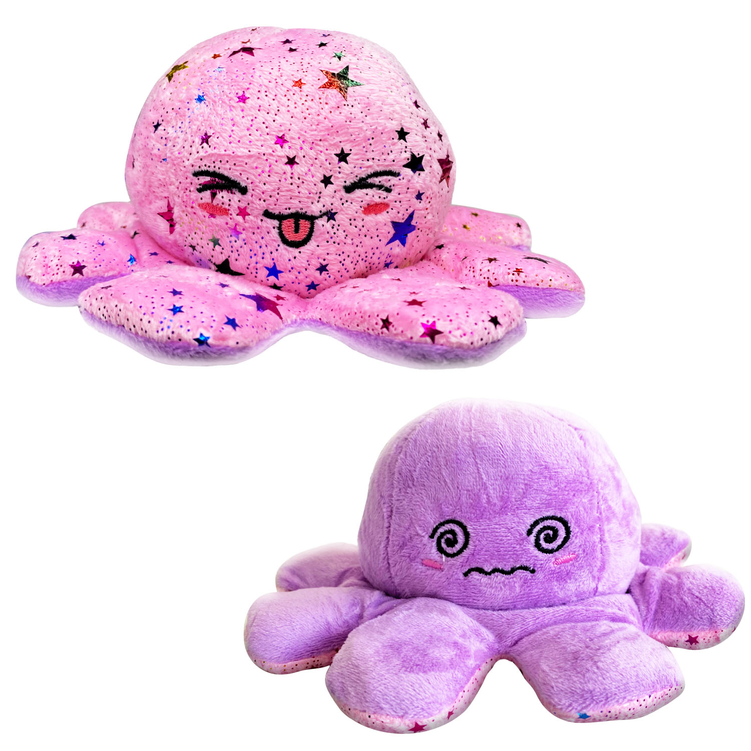 Мягкая игрушка MINI-TOYS вывернушка Осьминог двусторонний. Розовый-сиреневый - фото 1