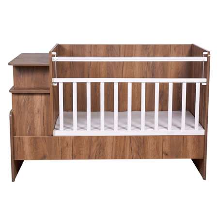 Детская кроватка Polini kids Ameli прямоугольная, без маятника (дуб, белый)