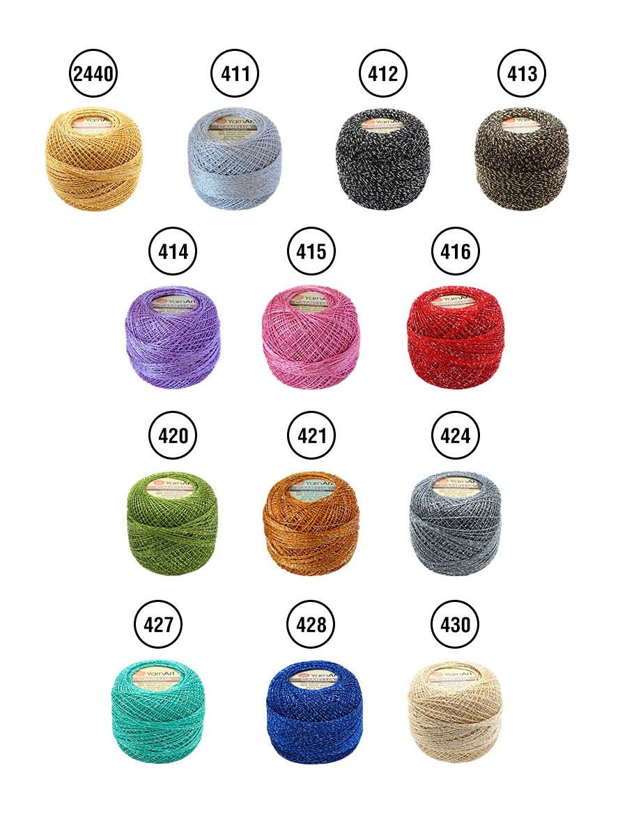 Пряжа YarnArt Camelia декоративная метанить 20 г 190 м 2440 желтый 10 мотков - фото 2