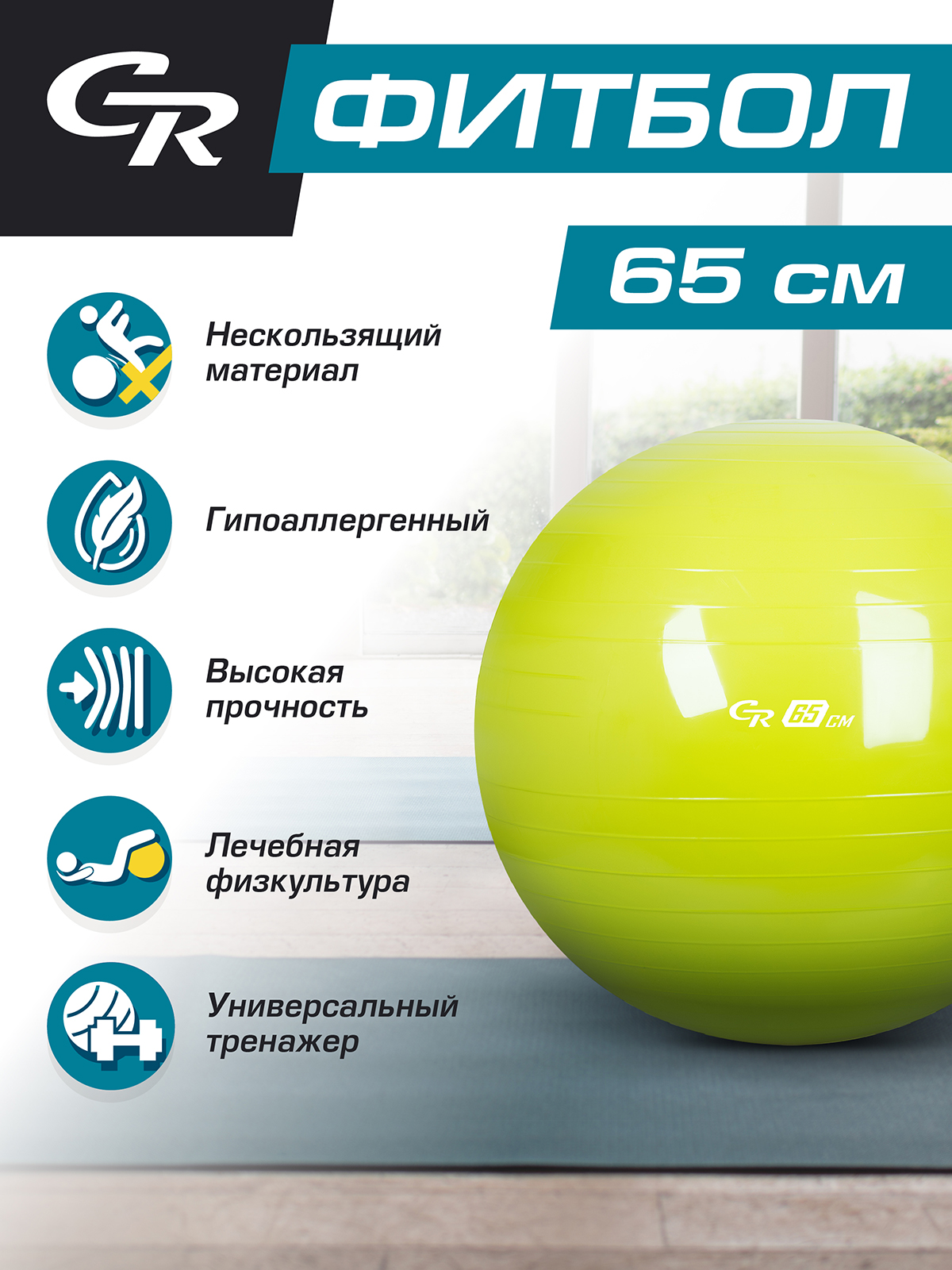 Мяч гимнастический CITYRIDE Фитбол 65см - фото 2