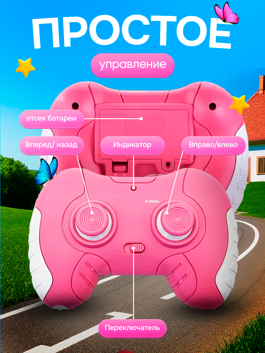 Автомобиль РУ FAIRYMARY Розовый джип для девочек на ру 1:28 - фото 4