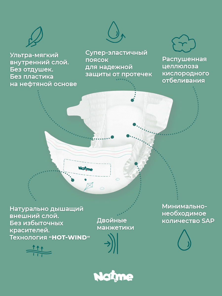 Подгузники Natme 4 44 шт. - фото 5