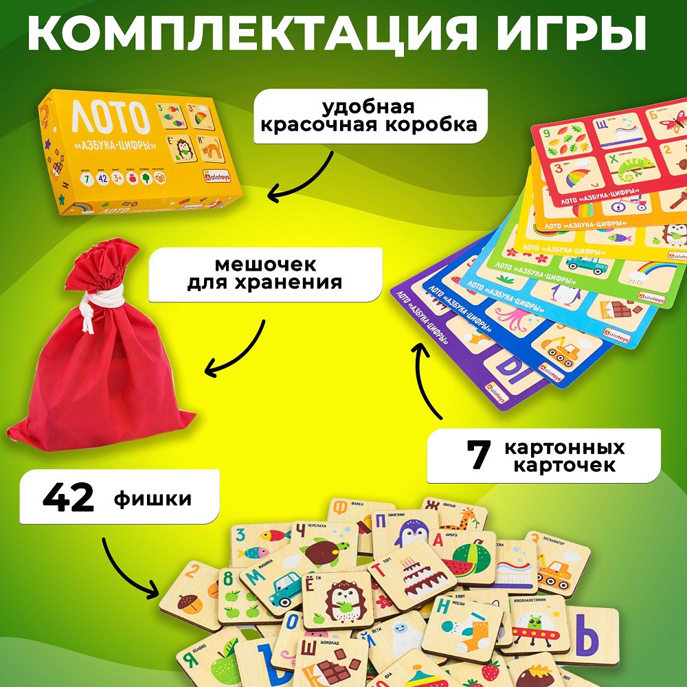 Настольная игра Alatoys Лото Азбука Цифры - фото 2