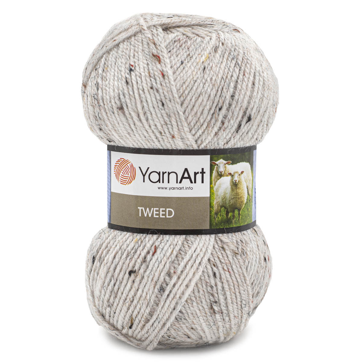 Пряжа YarnArt Tweed смесовая 100 г 300 м 220 белый 5 мотков - фото 1