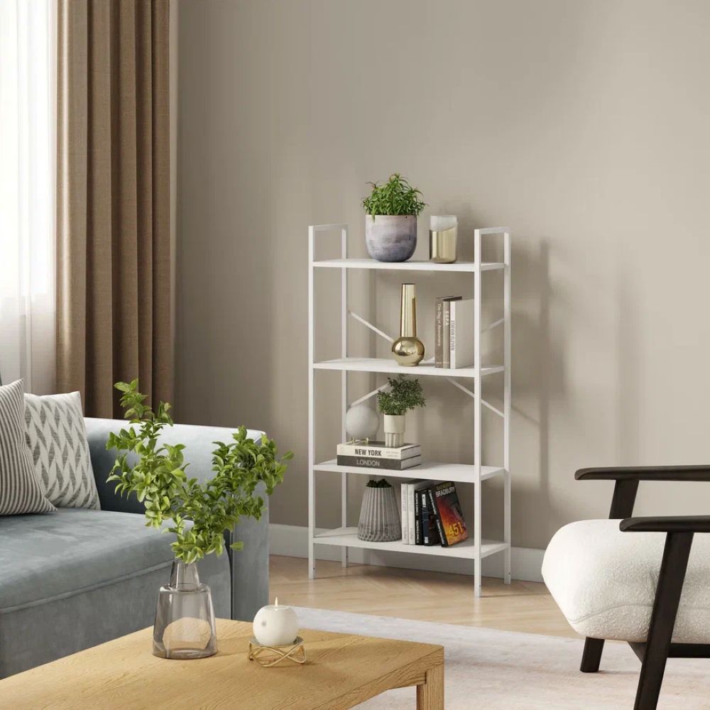 Стеллаж Leset Стилвуд 24 широкий 4 полки Белый/Белый - фото 3