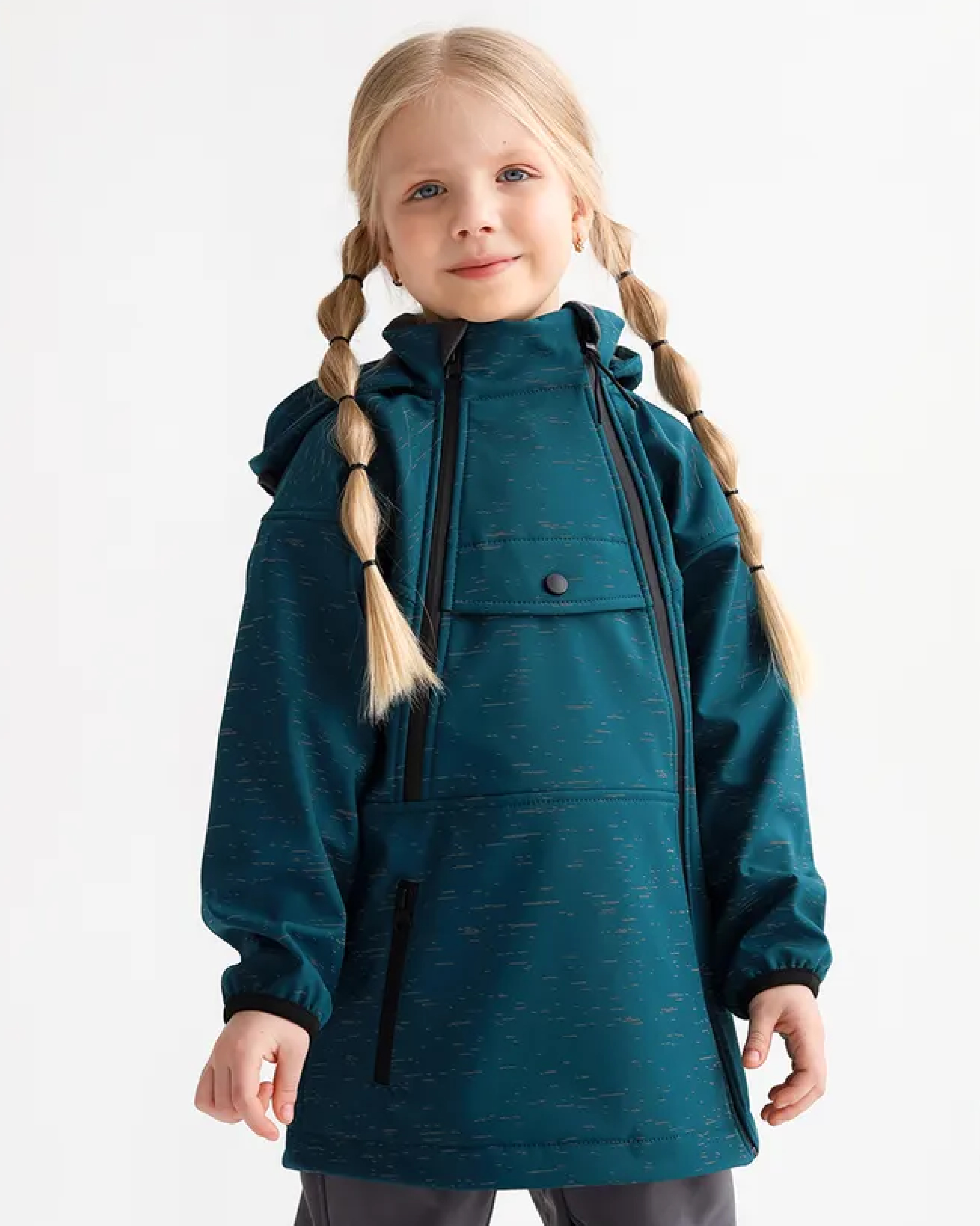 Изображение товара Ветровка-анорак softshell Сафари штрих черный от Минидино
