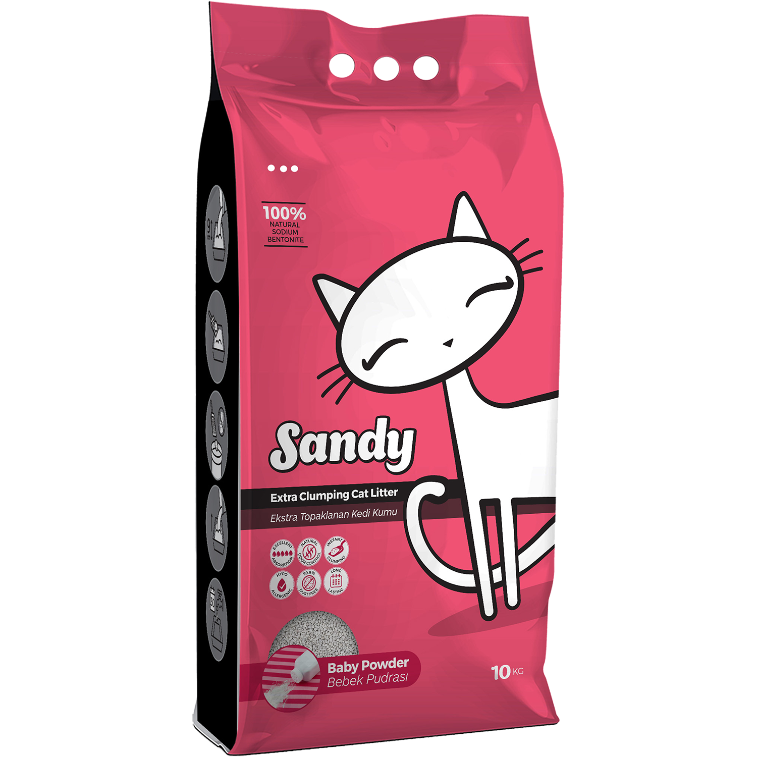 Наполнитель для кошек Sandy комкующийся с ароматом детской присыпки 10кг - фото 1