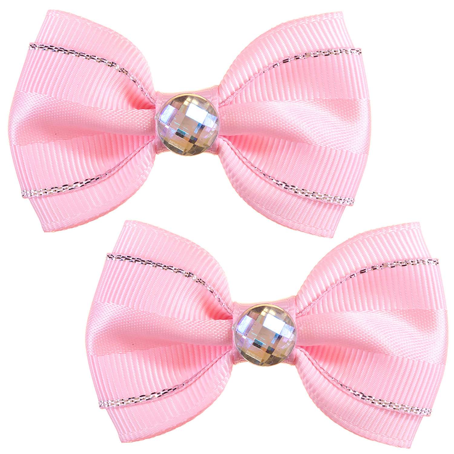Бант Babys JOY 2шт Розовый-Серебрянный NY36-5 NY36-5 - фото 1