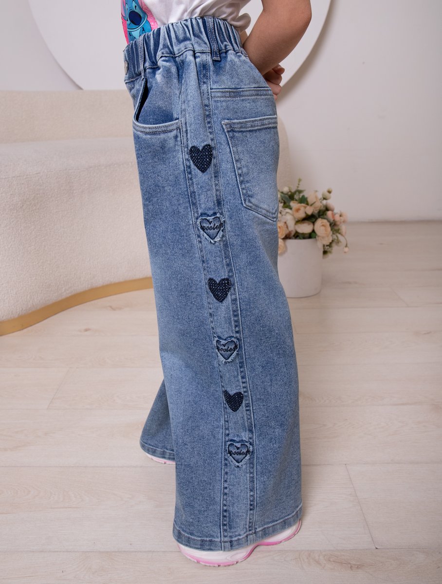 Джинсы iUkoworld Джинсы для девочки на резинке широкие - фото 2
