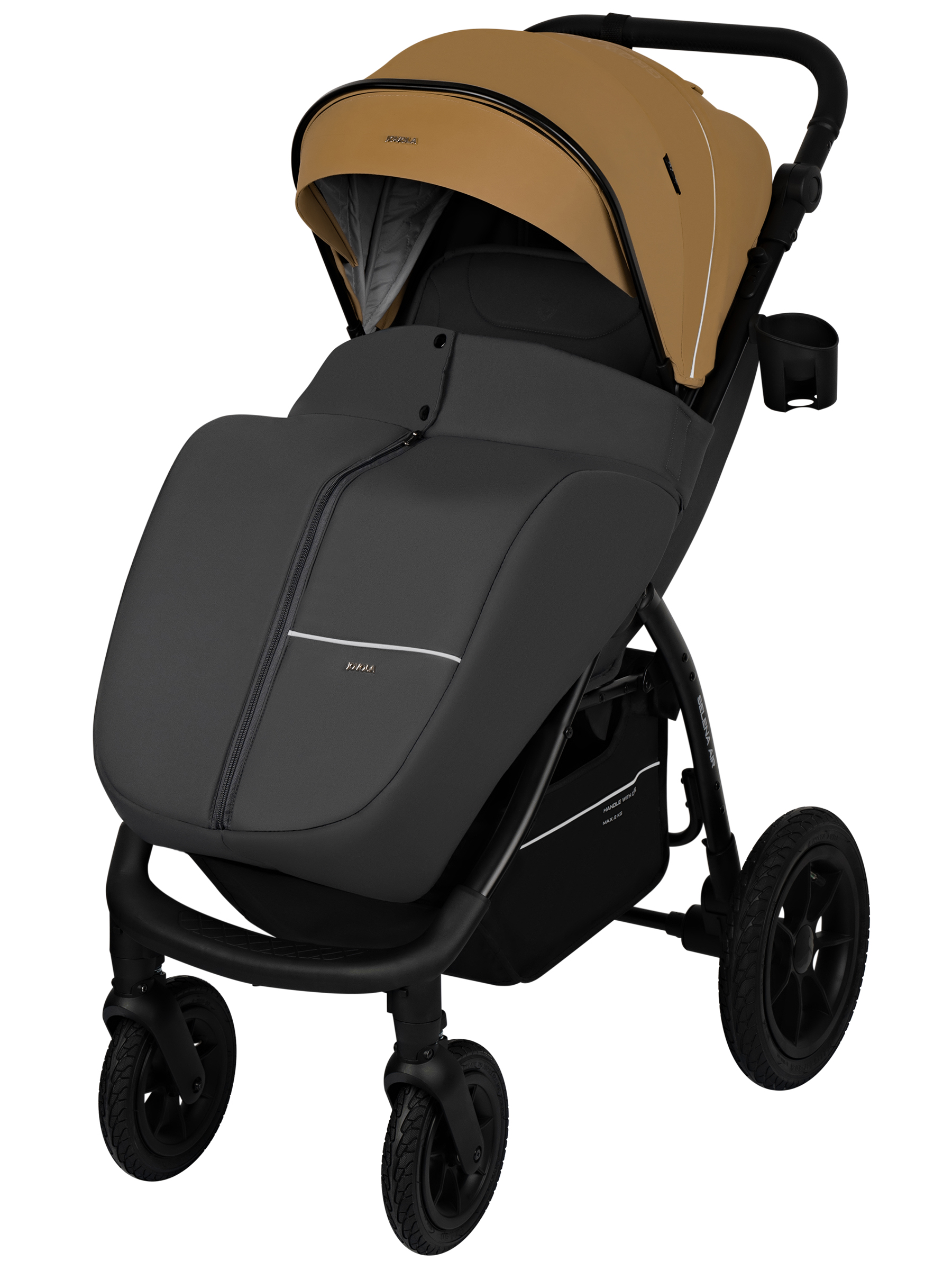 Коляска прогулочная JOVOLA Selena Air new бежевый-серый - фото 2