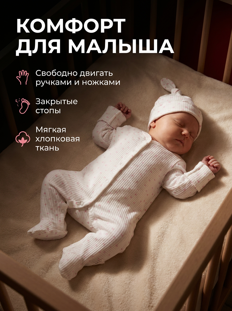 Комбинезон с шапочкой Milkymania 1095сердечкирозовые - фото 13