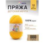 Пряжа для вязания Astra Premium детская мечта акрил для игрушек свитеров жилеток 90 гр 360 м 12 желток 3 мотка
