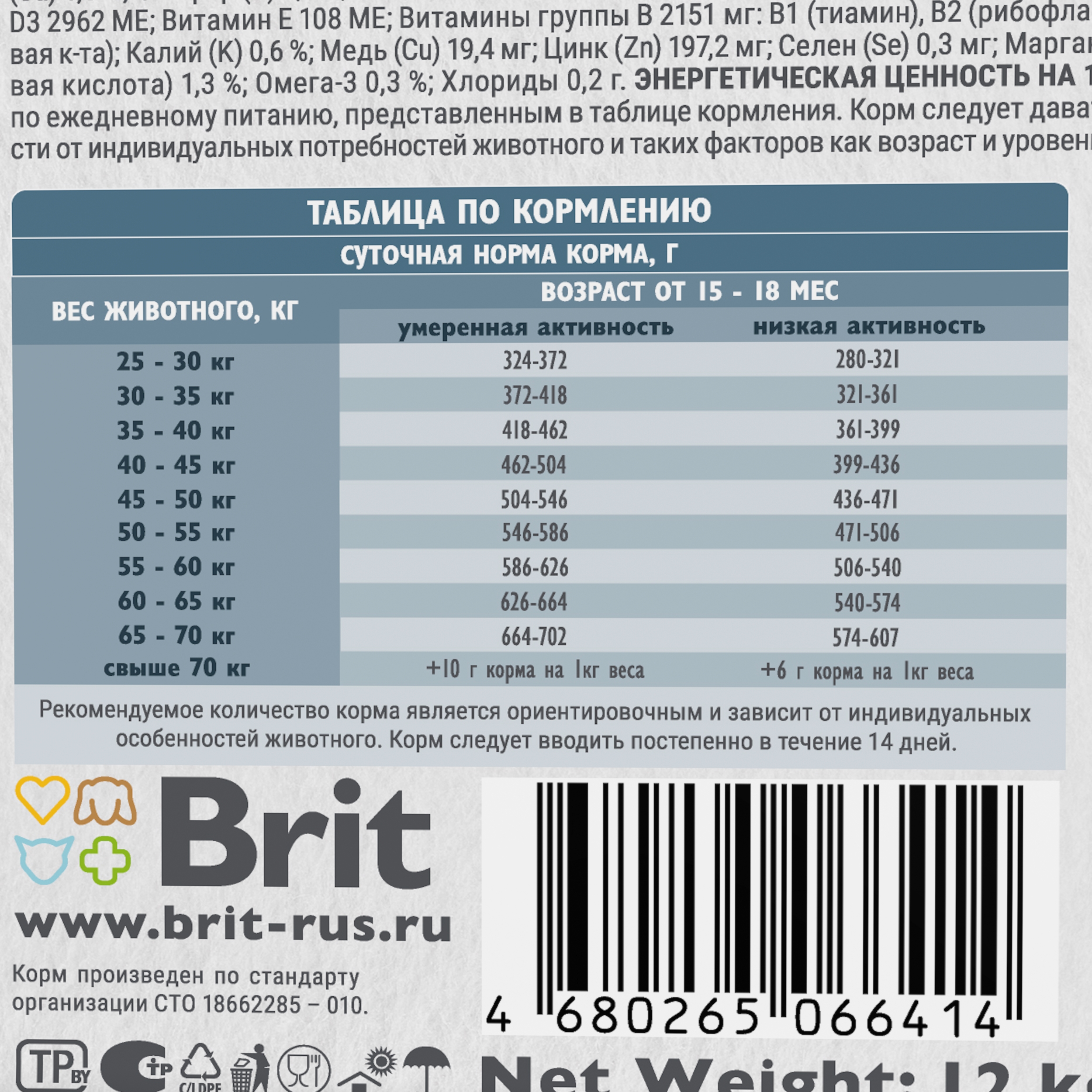Корм для собак Brit Care 12кг крупных пород с индейкой и уткой - фото 6